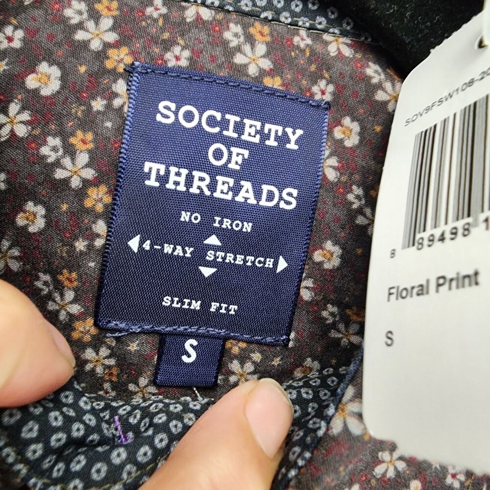 Society of Threads Shirt Mens Small Brown Floral Long Sleeve Button Up *NWT* - Picture 4 of 10